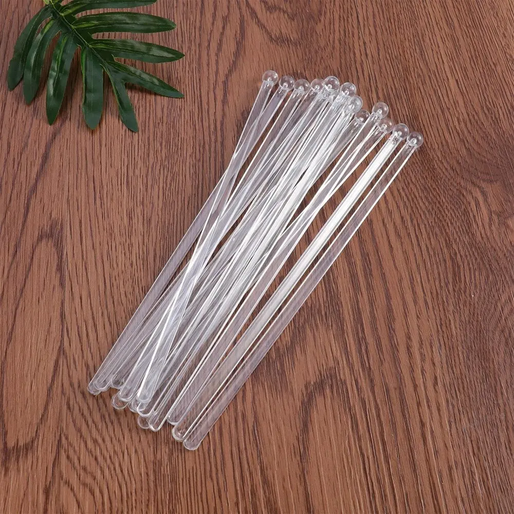 L55A-Transparent Cocktail Drink Bar Muddler Runde Kopf Kunststoff Rühren Mischen Sticks Schöpfkelle Rührer Swizzle Stick