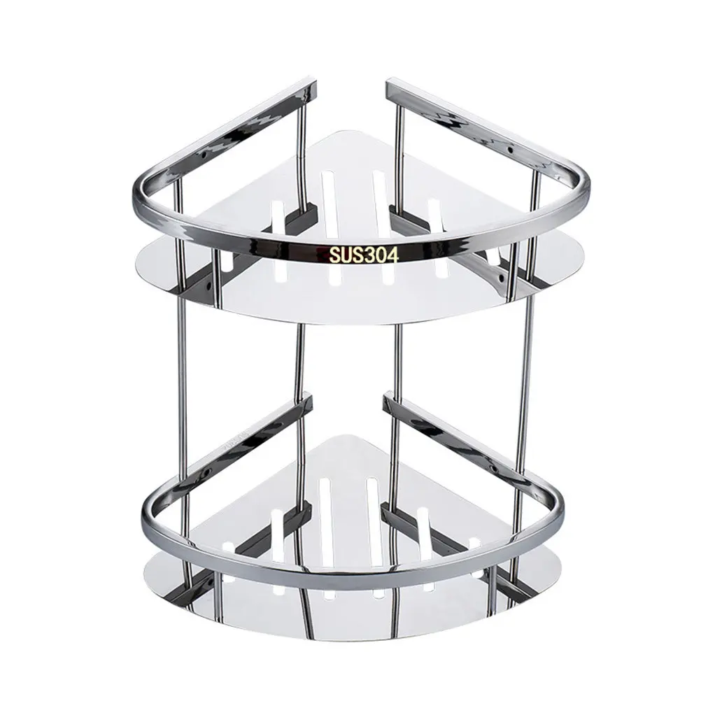 Double Layer Stainless Steel Corner Shelf for Bathroom – Rust-Resistant Triangle Storage Rack