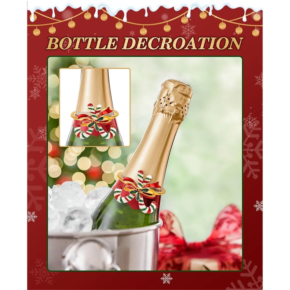 YHYS 6 قطعة مجموعة حلقات منديل عيد الميلاد ، حامل حلقة منديل معدني Bluk لحفلة عيد الميلاد لصالح عطلة الشتاء عشاء الجدول الديكور #4