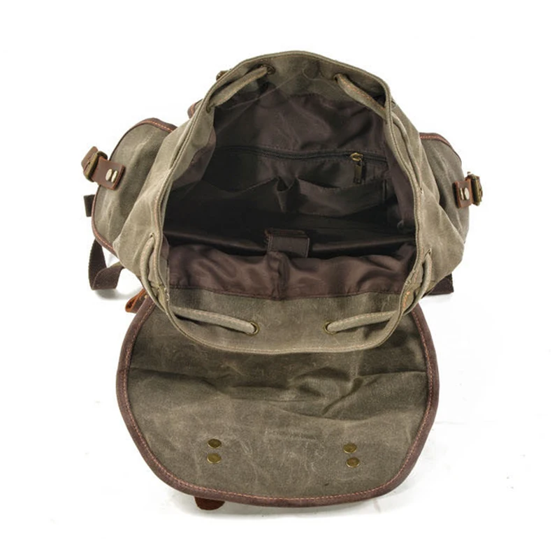 Imagem -05 - Mochila de Viagem Estilo Retrô para Homens e Mulheres Lona de Couro Impermeável Grande Capacidade Bolsas de Caminhada ao ar Livre 9508