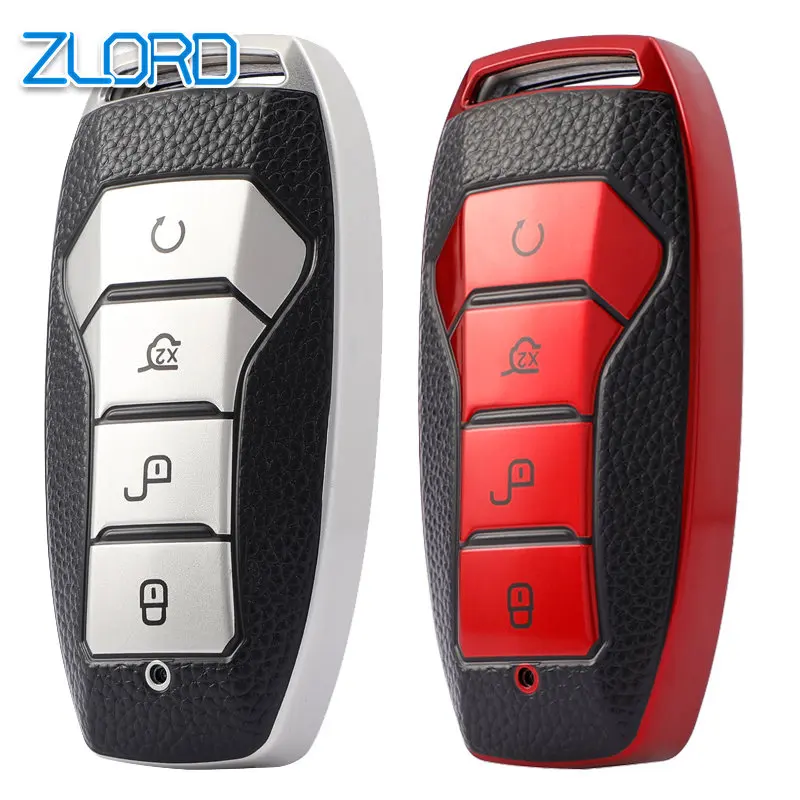 Leather TPU Car Key Case Cover Shell for BYD Tang DM 2018 Yuan EV Qin Pro Song Max Smart Key Protector Auto Accessories