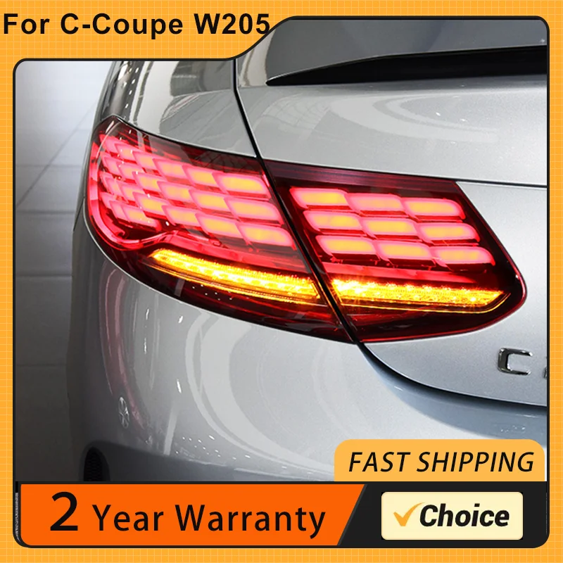 Car Lights for Mercedes Benz C-Class Coupe 2016-2023 W205 Coupe LED Taillights Moving Turning Signal DRL Brake Light