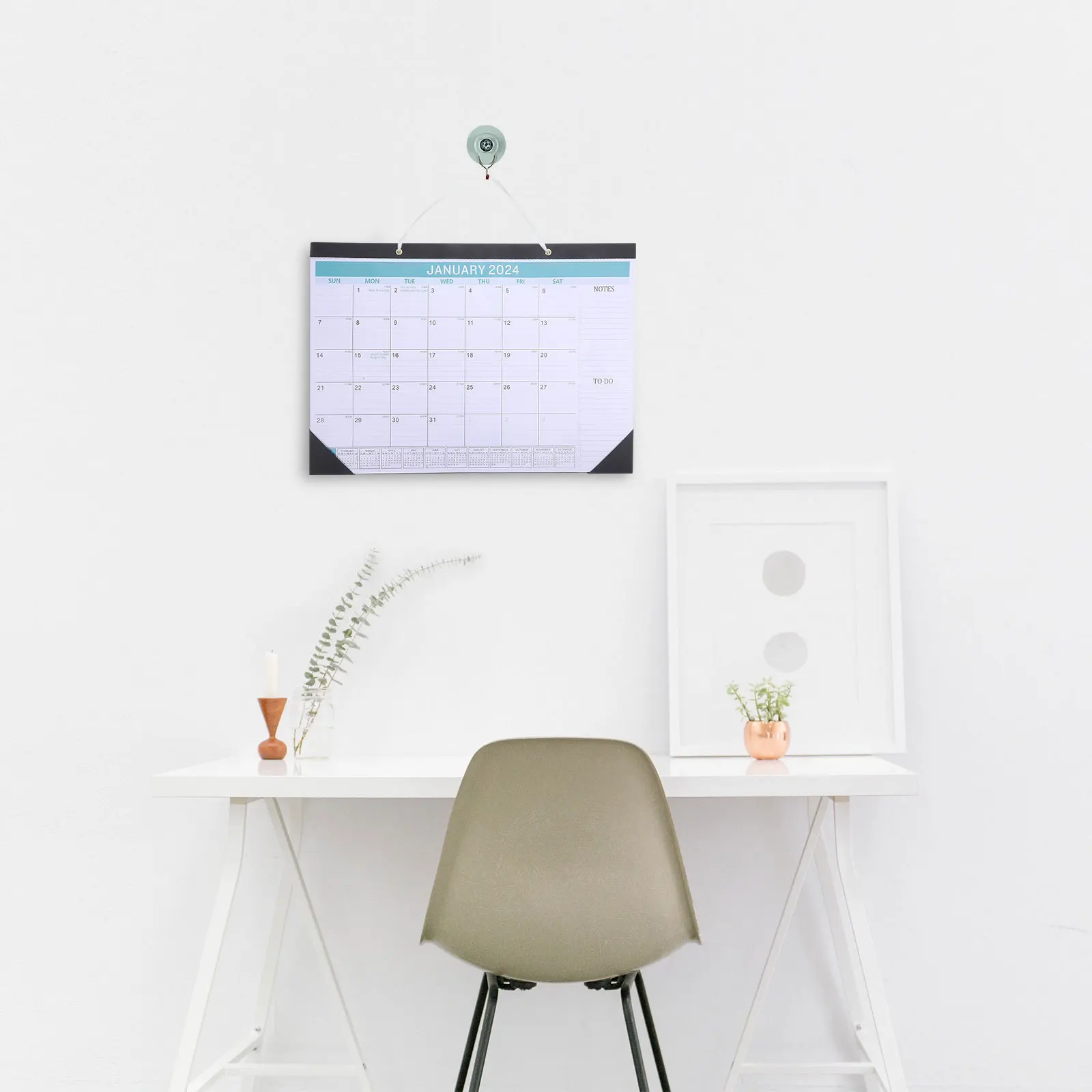 

English Calendar 18 Month Wall Hanging Monthly Organizer 2024 2025 Yearly Planner Festivals Dates Clear Practical Home Office