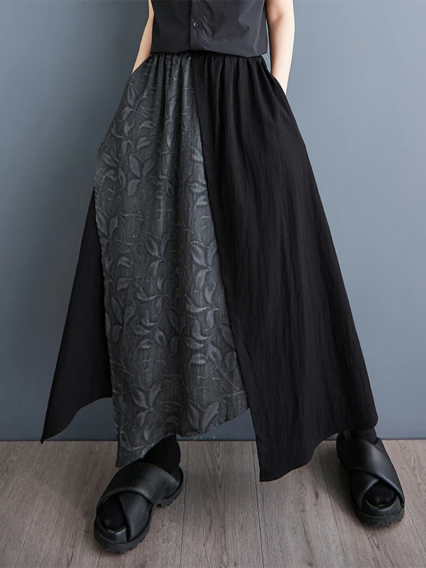 

Асимметричная длинная юбка трапециевидной формы с художественным принтом, женская универсальная летняя юбка с эластичной резинкой на талии больших размеров для похудения