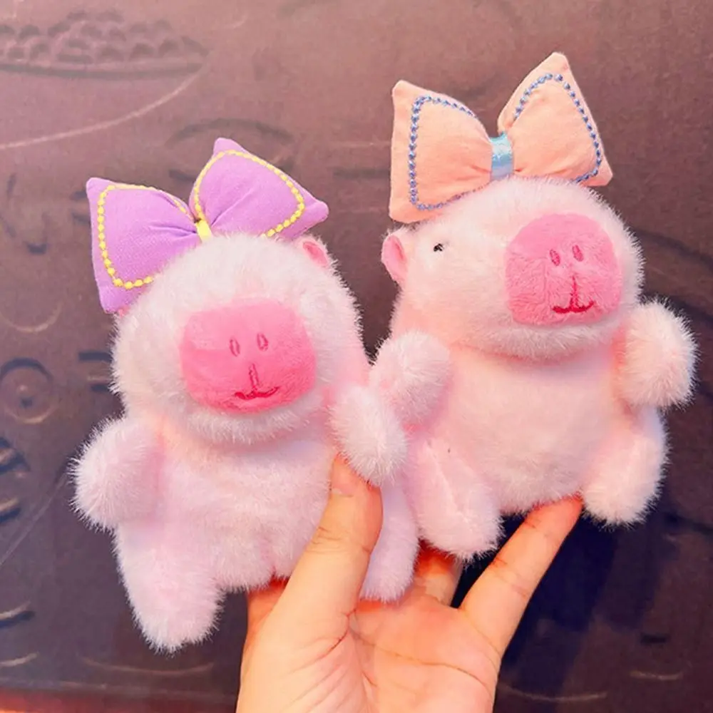 

PP Cotton Bow Pink Capybara Plush Keychain Simulation Stuffed Doll Cute Capybara Key Ring Soft Bow Capybara