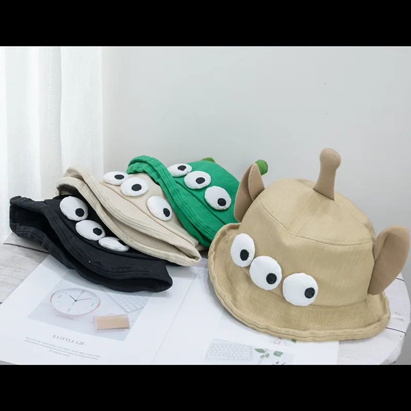 2024 Cartoon Cute Three Eyes Bucket Hats With Summer Foldable Lightweight Sun Hat Fishing Caps For Women Men Teens Adult