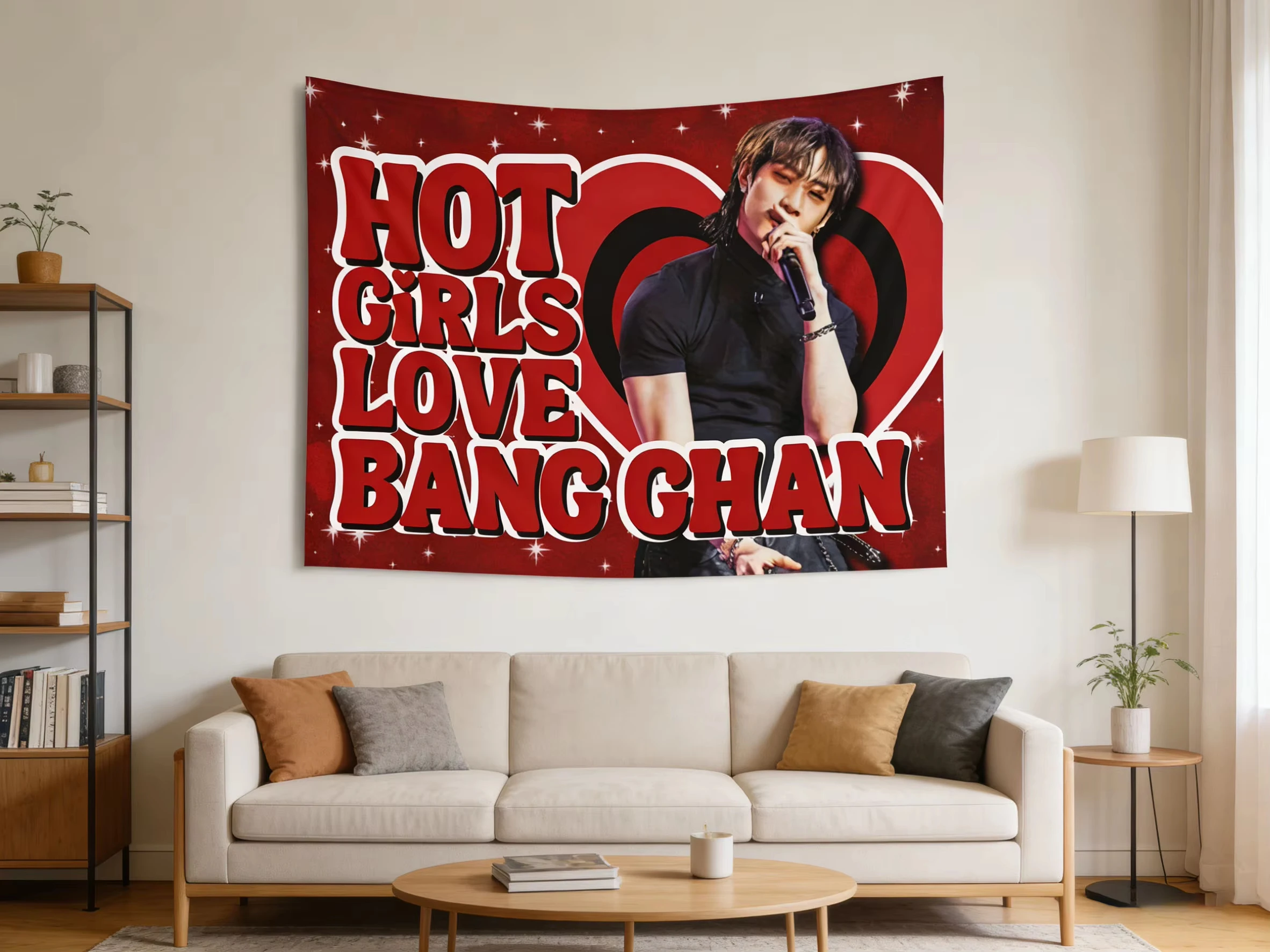 1 PC SKZ BangChan Crow's Feet Hot Girl Love Flag Tapestry Aesthetic Wall Hanging Decor A Great Gift For Concert Bedroom and Fans