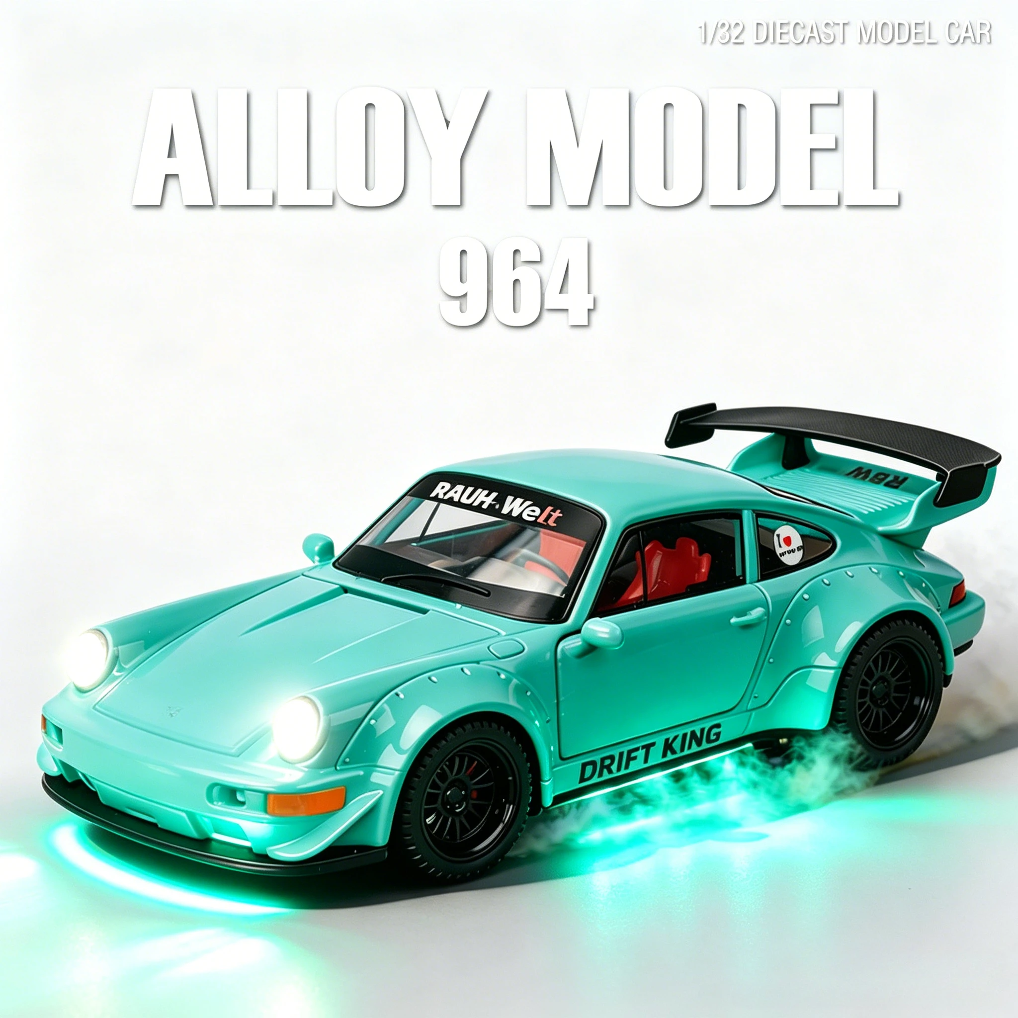

High Restore 1:32 964 Metal Alloy Car Model Pull Back Sound Light Retro Design Hobby Collection Play Gift