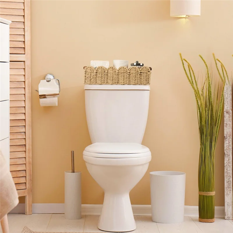 

COSW-Wicker Toilet Paper Storage Basket - Bathroom Organizer, Cute Decorative Basket For Nursery, Kitchen, Bedroom