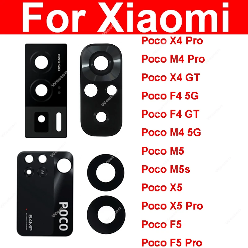 

Rear Camera Glass Lens For Xiaomi Poco X4 X5 M4 M5 M5s F4 F5 GT Pro 4G 5G Rear Lens With Adhesive Sticker Small Parts Repairment