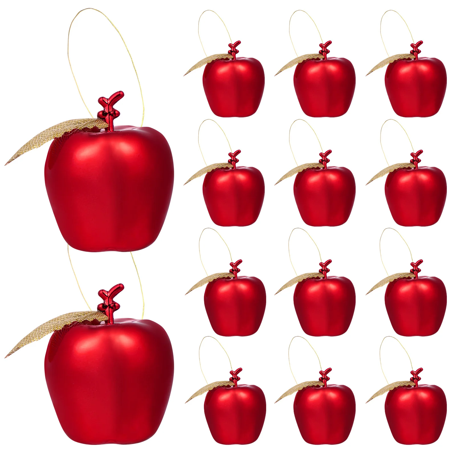 

24Pcs Christmas Tree Apple Hanging Ornaments Electroplated Small Red Pendant Decorations for Festival Party Christmas Ornaments