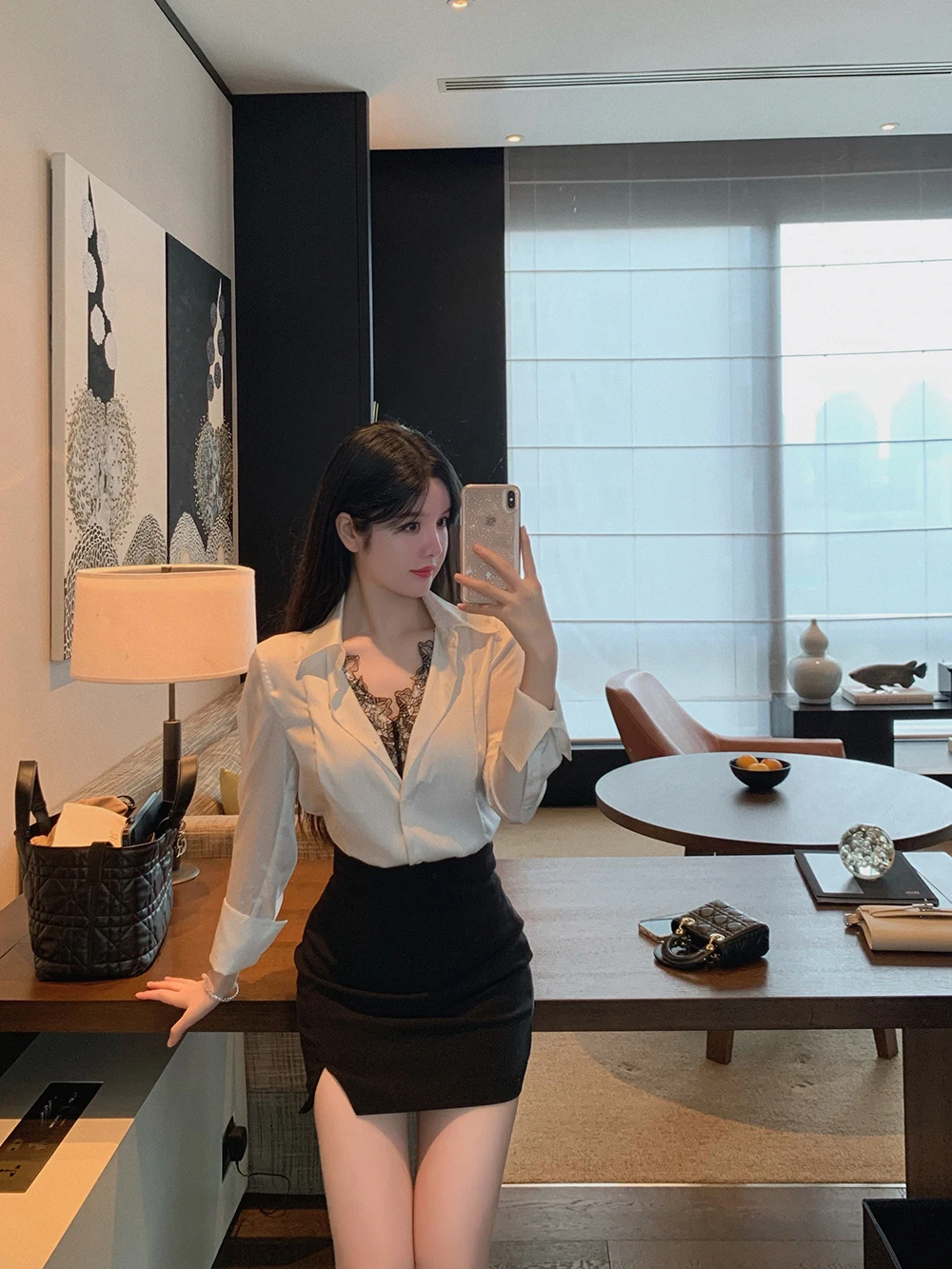 

Комплект из шелковой юбки Ele Lace в стиле пэчворк и накидка вокруг женской моды, сезон весны и осени, нежная одежда на пуговицах...