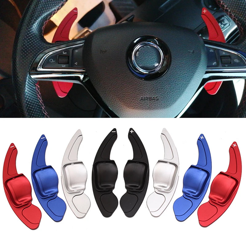 Car Steering Wheel Shift Paddle Extend Shifters Sticker DSG Gear For Skoda Octavia A7 MK3 5E RS VRS Superb B8 Scala Karoq Kodiaq