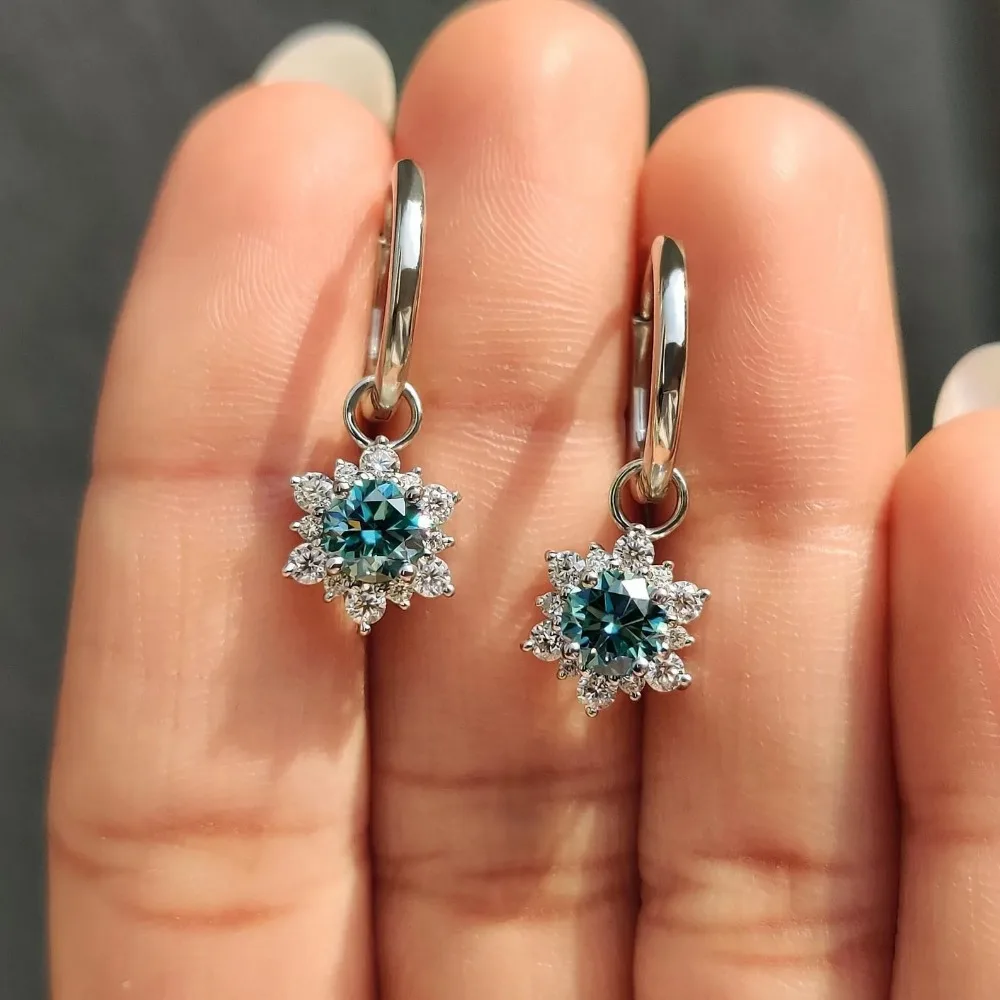 Solid 925 Sterling Silver Earrings Fully Set with Moissanite Daily Wear Elegant Gift Simple And Stylish Jewelry Accessory