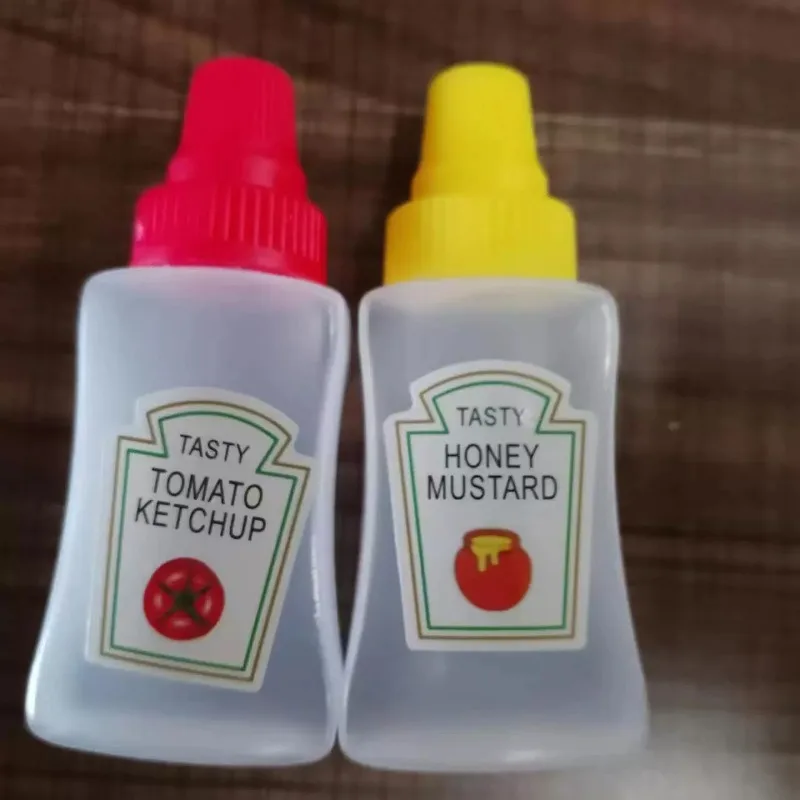 4PCS/Pack Mini Tomato Sauce Bottle 25ML Portable Plastic Container Lunch Boxes Vegetable Salad Fruit SauceConditioning Bottle