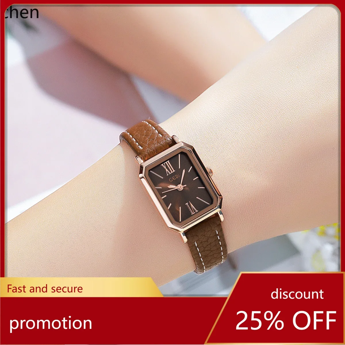 W5.9 minimalist niche high-end women's watch, Korean style student rectangular quartz wristwatch