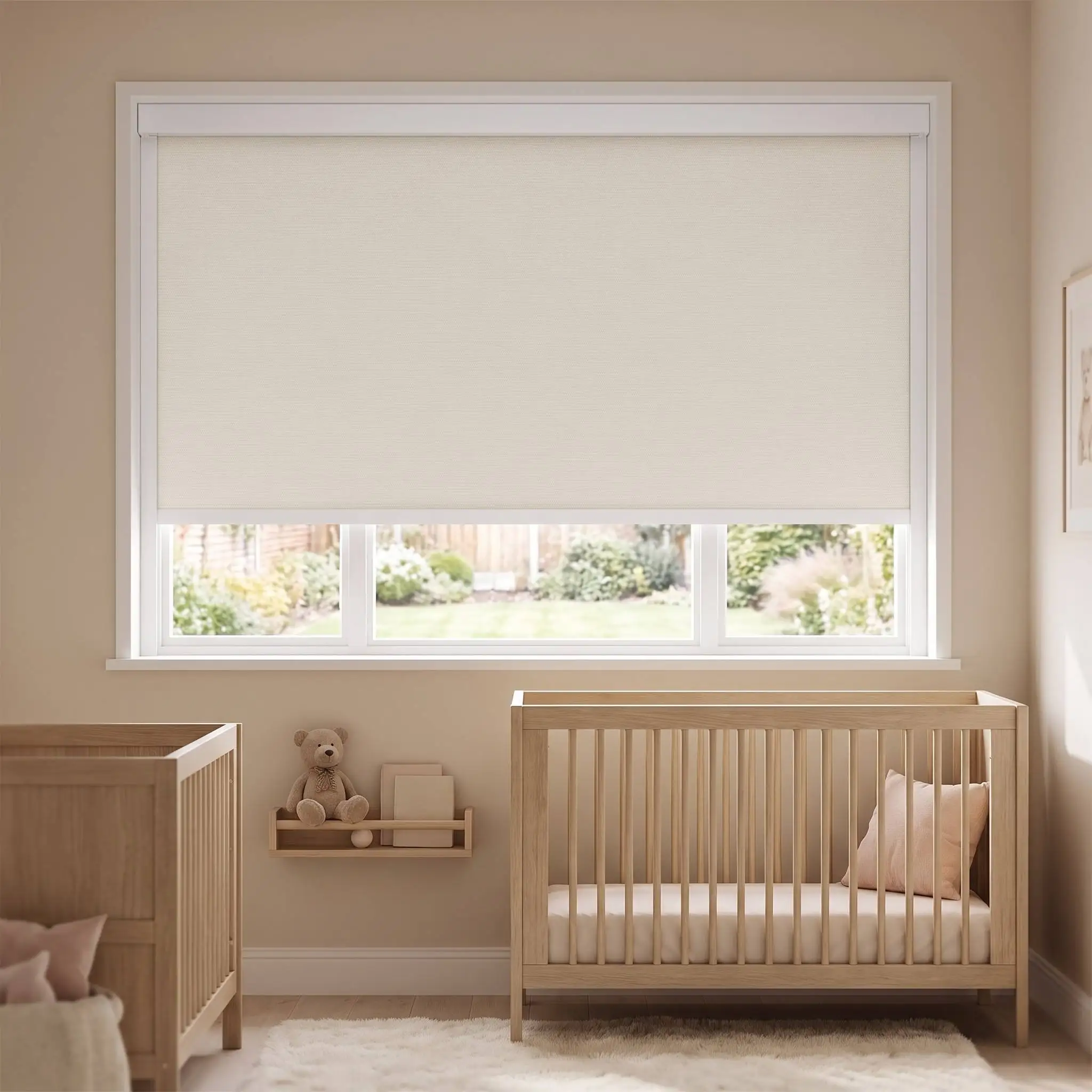 Custom Cordless Pull & Stop Blockout Roller Blinds with Side Channels, Woven SK Blackout Fabric, Zero Light Gap, Child Safe Cust