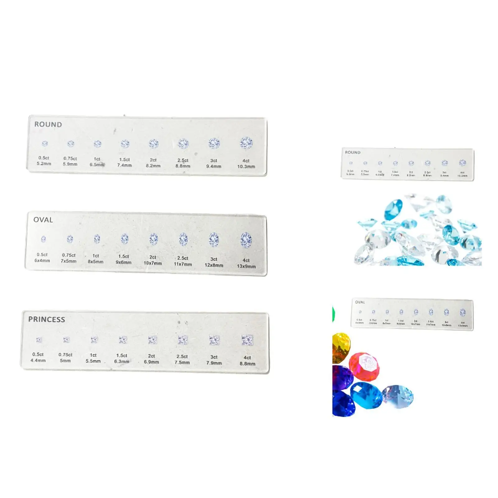 

Diamond Sizer Shape Guide 20x5cm Lightweight Ruler Size and Weight Compare Tool for Hats Wedding Dress Bracelet Jewelry Earring