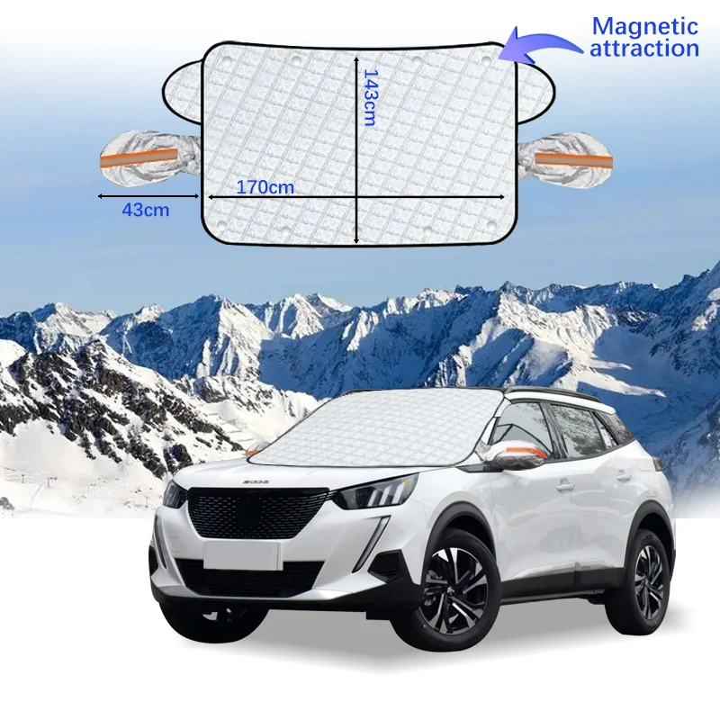 Car Windshield Cover Magnet Winter Window Snow Shield Anti Frost Auto Front Window Snow Cover For Peugeot 2008