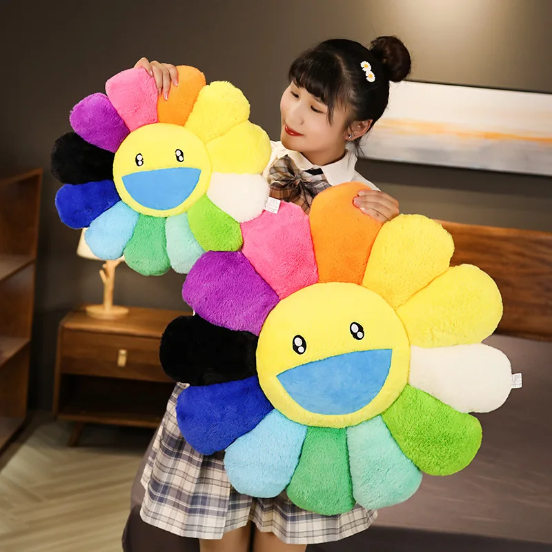 40cm Kawaii Smile Face Sunflower Sun Flower Stuffed Plush Toy Cushion Mat Hold Pillow Home Bedroom Auto Decor Doll Girls Gift