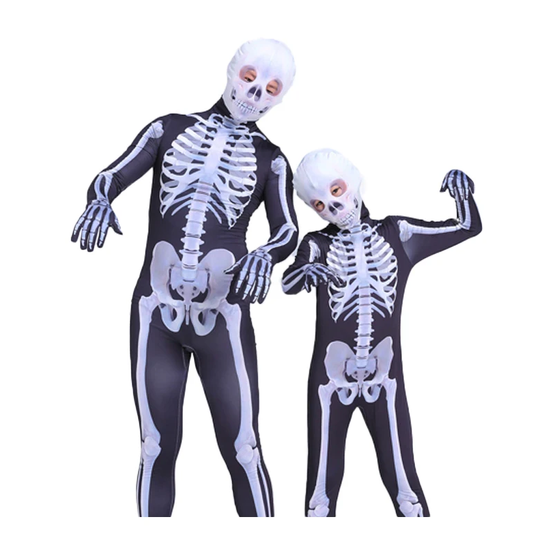 Costume d'Halloween Zombie Thriller pour Enfants et Adultes, Couvre-Tête, Cosplay, Modules d'Horreur, Combinaison Seton, Rave Party, Zentai