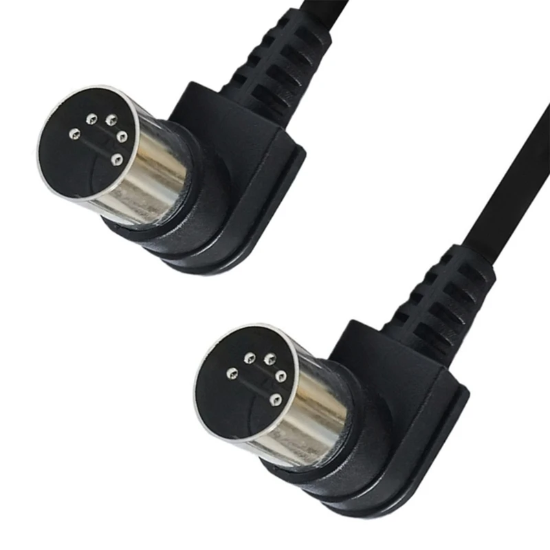 5-Pin MIDI Cable 90 Degree DIN Socket Connector Male Plug to Plug Cable Cord