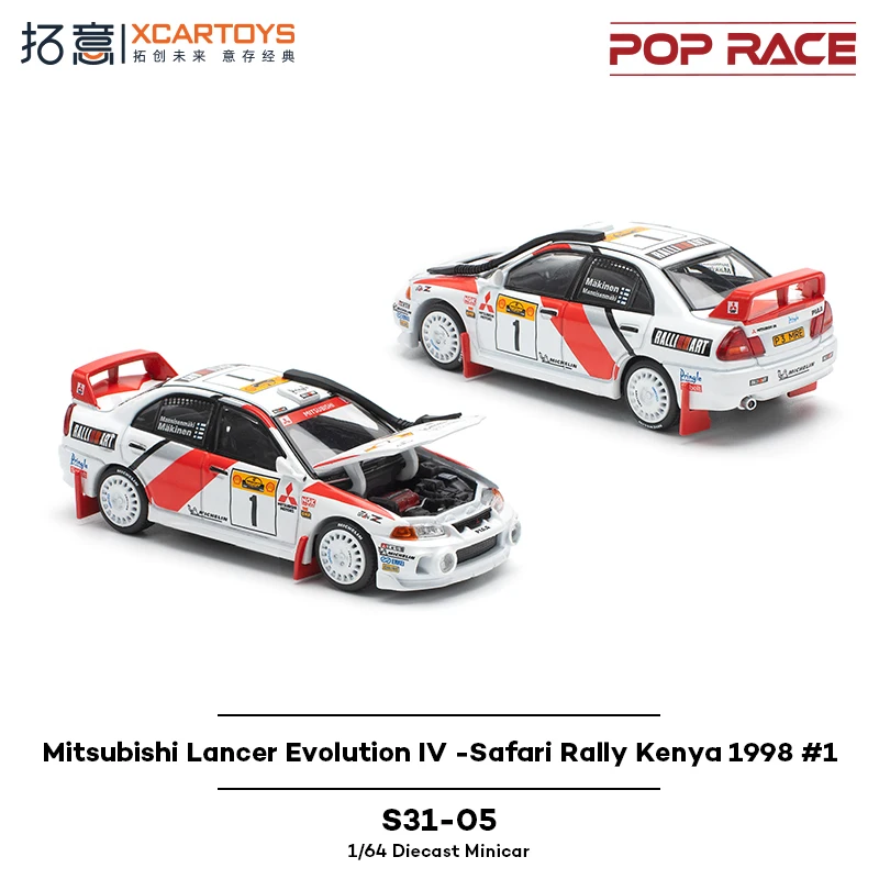 POP RACE 1/64 Mitsubishi Lancer Evolution IV -Safari Rallye Kenya 1998 # 1 jouet de modèle de véhicule moulé sous pression en alliage de qualité supérieure à collectionner