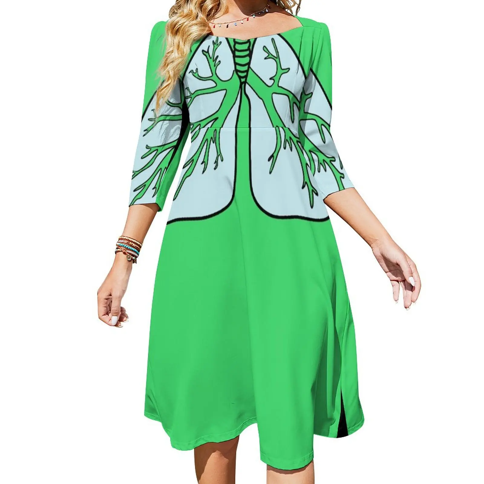 

Blue and Green Lungs Flare Dress birthday dress for women luxury 2024 evening dresses ladies