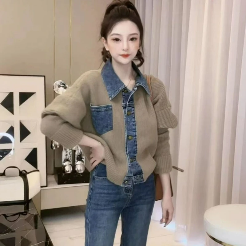 إنها معاطف محبوكة جديدة من قماش الدنيم بتصميم عتيق لربيع وخريف 2026، هذه سترة قصيرة عصرية وفضفاضة وفريدة للنساء #6