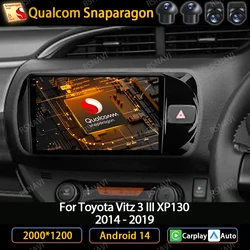 Android 14 Autoradio Per Toyota Vitz 3 XP130 2014 2015 2016 2017 2018 2019 Carplay Auto Lettore Video Multimediale Navi GPS 4G WIFI