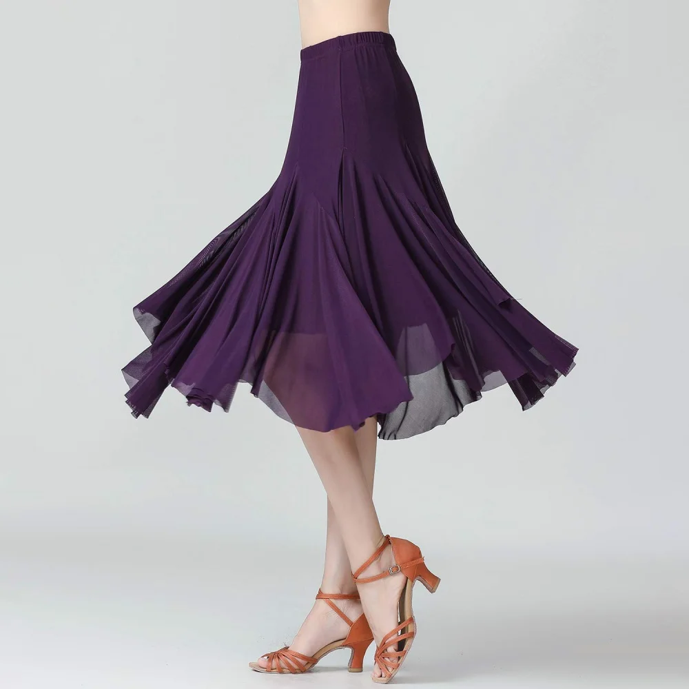 Vrouwen Grote Schommel Rok, Mesh Rok, Ballroom Dans Praktijk Prestaties Kostuum, Mid-Lengte Dans Rok