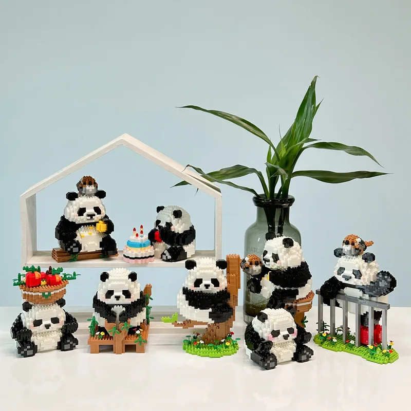 Idea Lovely Animal Nanobricks Micro Diamond Block Panda Park And Swing Set Assemble Bricks Model Educational Toys For Gifts