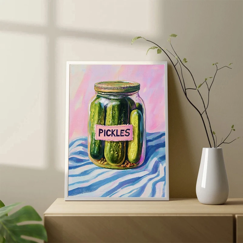 Retro Food Citrus Oranges Pasta Pickles Jar Poster Print Canvas Painting Kitchen Trendy Wall Art Pictures Home Decor Foodie G