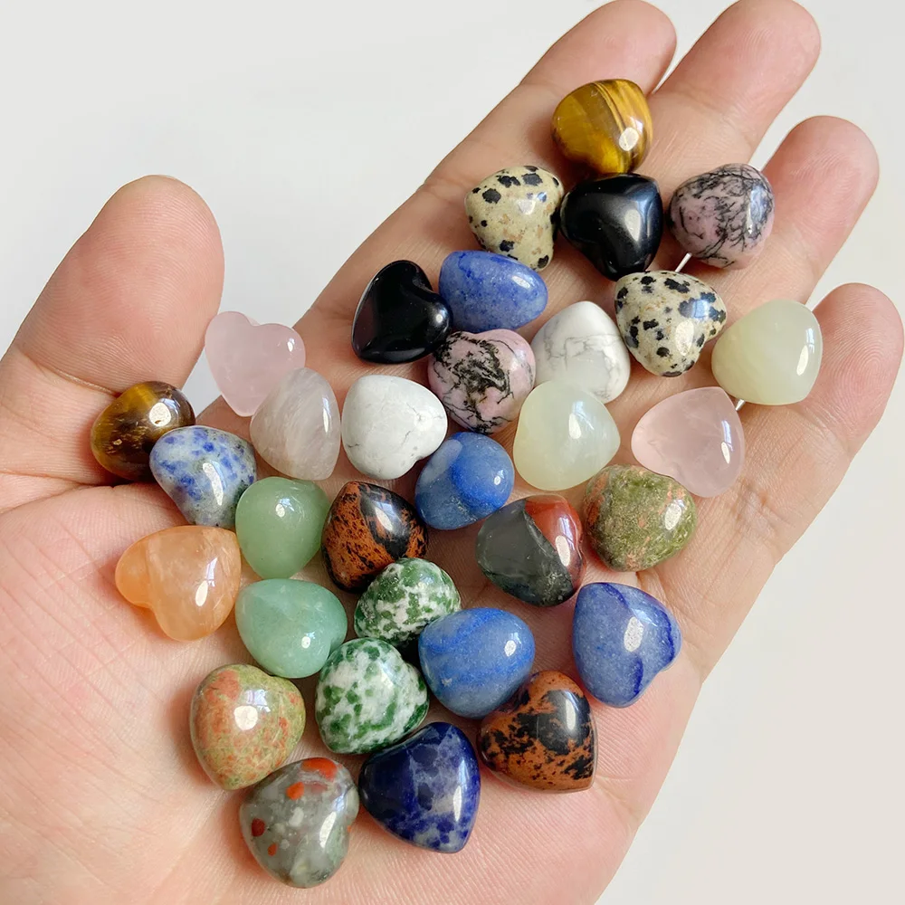 5PCS Natural Heart Shape Gems Stone 15MM No Hole Aventurine Agates Quartz Healing Stones For Jewelry Making DIY Home Decoration