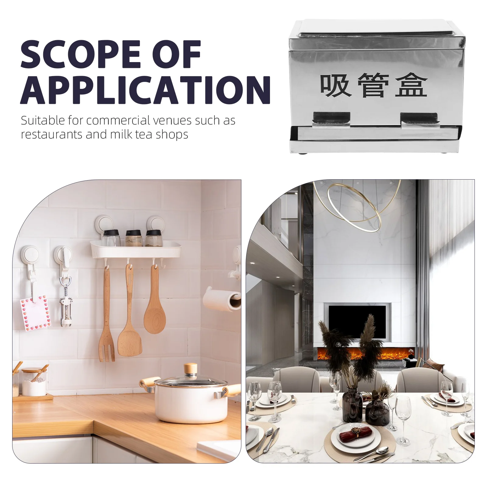 Pressing Type Straw Box Stainless Steel Straw Dispenser For Restaurant Bar Kitchen Storage Container Holder Organizer