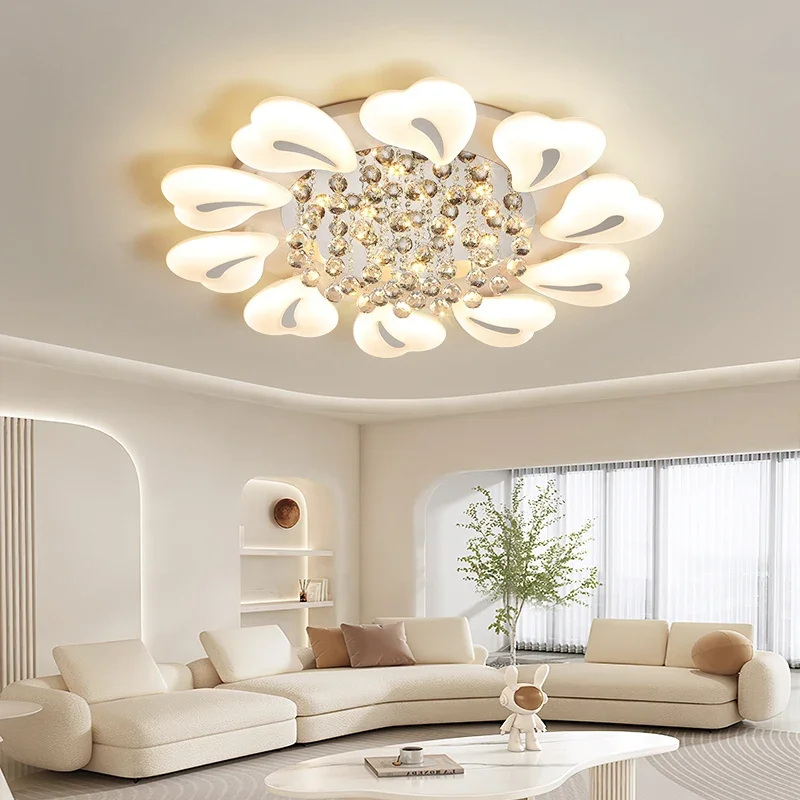 TechHPWhite Flowers Led Ceiling Lamp Light Luxury Premium Design For Living Room Bedroom Room