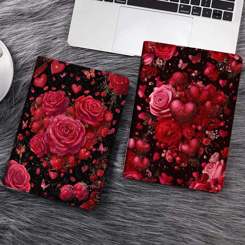 

Red Rose Heart Pattern Tablet Case For Samsung Galaxy Tab S7 S8 S9 S10 FE Lite Gift