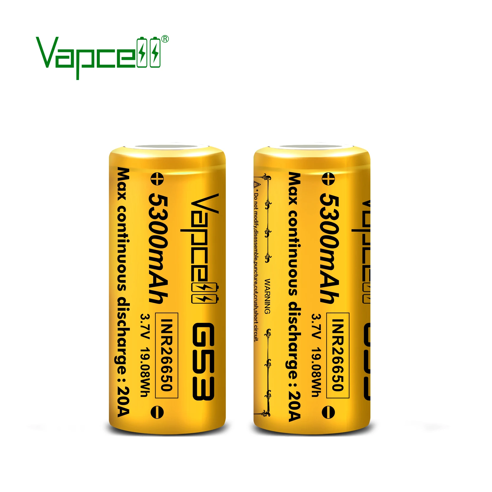 Vapcell G53 26650 Lithium Ion Battery 5300mAh 3.7v Rechargeable Batteries for Flashlight Toy Toys Power Tools Home Appliances