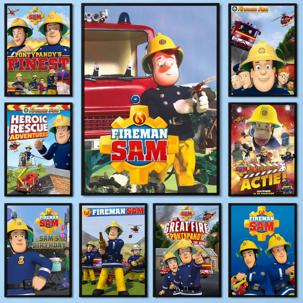 Fireman Sam Kids Rescue Cartoon Poster DIY Wall Art Print Decorative Mural Home Decor Gift Unframed