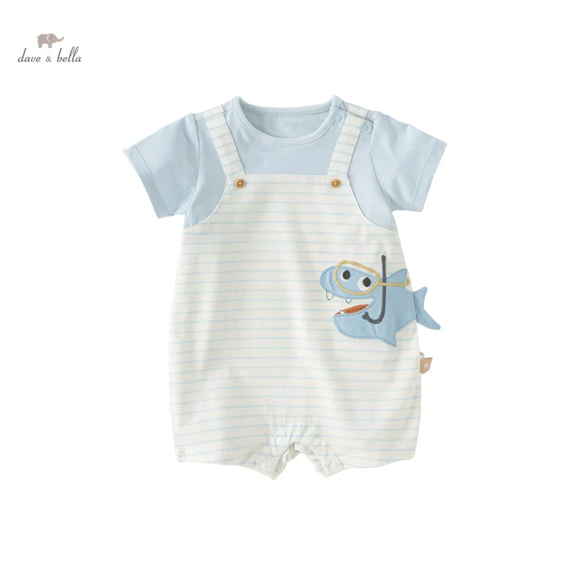 Dave Bella Baby Jumpsuit Romper Newborn Creeper 2024 New Summer Boys Romper Casual Cotton Comfortable Cartoon Striped DB2248692