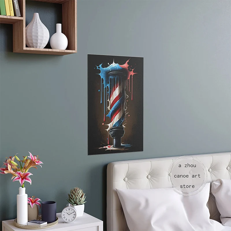 Retro Barber Shop Tattooed Barber Girl Old Mam HairStyle Art Posters Canvas Painting Wall Prints Pictures Barber Shop Home Decor