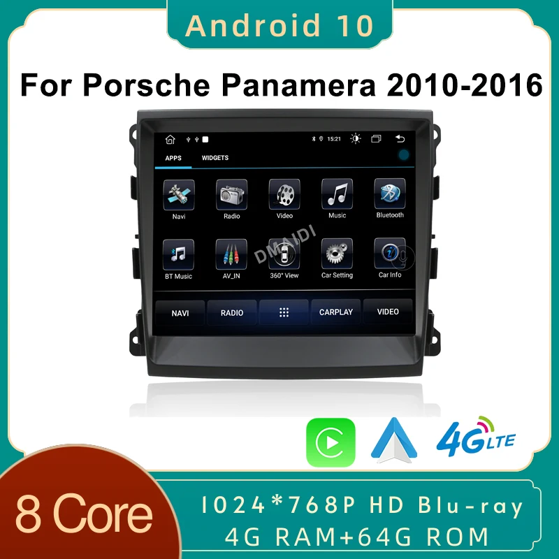 

Car Radio Android 10 8 Core 4G 64GB GPS Multimedia Player For Porsche Panamera 2010-2016 With IPS HD Screen DSP 4G Carplay 4GLTE