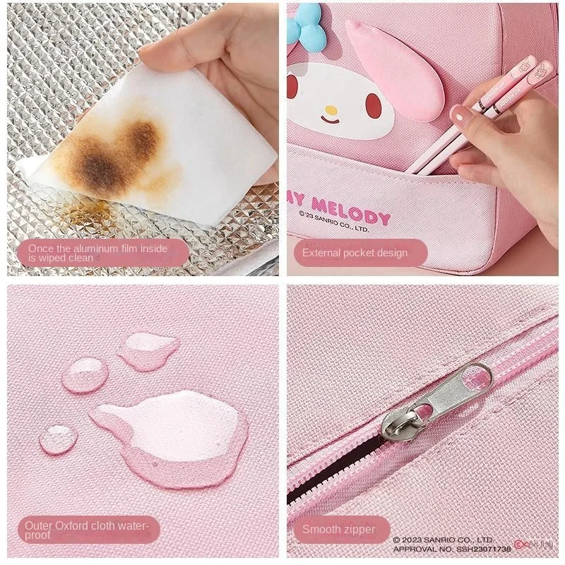 Sanurgente Hello Kitty Lunch Bag, Cute Cinnamoroll My Melody, Aluminium Foil, Thickened Picnic Bento Box, Travel Portable Keep Warm Bag