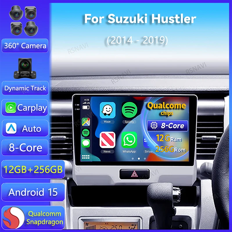 Android 15 Carplay Auto For Suzuki Hustler 2014 2015 - 2019 Car Radio GPS Navigation 2Din DSP Video Stereo Player 360 Camera BT