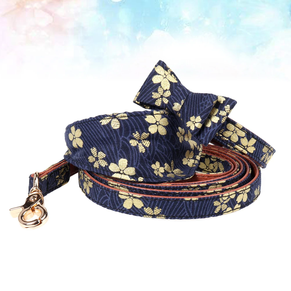 

3pcs Pet Collar Set Adjustable Harness Strap Dog Puppy Cherry Blossom Bandana Bowtie Comfortable Durable Gift Idea for Small