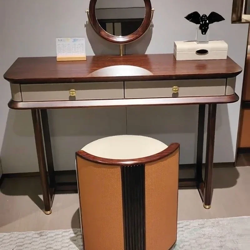 New Chinese ebony dresser combination modern simple light luxury makeup table bedroom solid wood makeup mirror