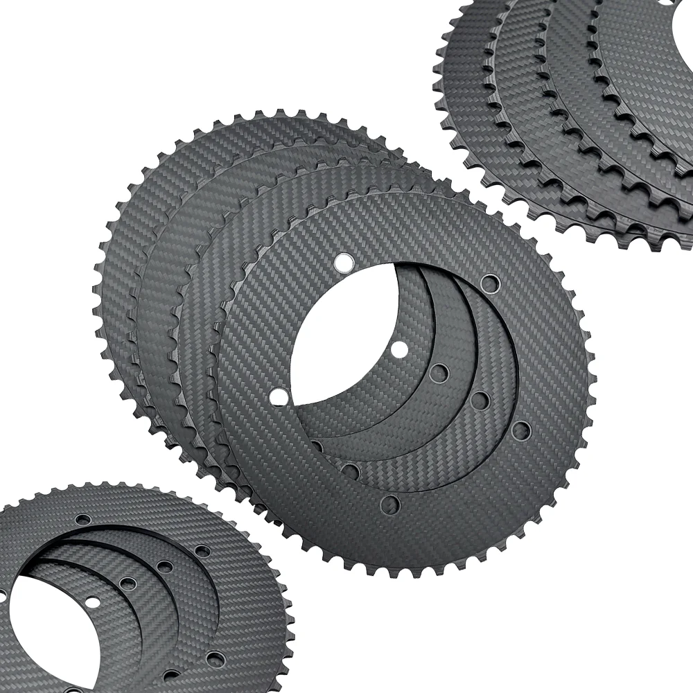 

Одиночные болты для звездочки Велосипед 46T 48T 50T 52T Комбинированные звездочки из сплава из углеродного волокна Велосипедная двойная звездочка из углеродного волокна