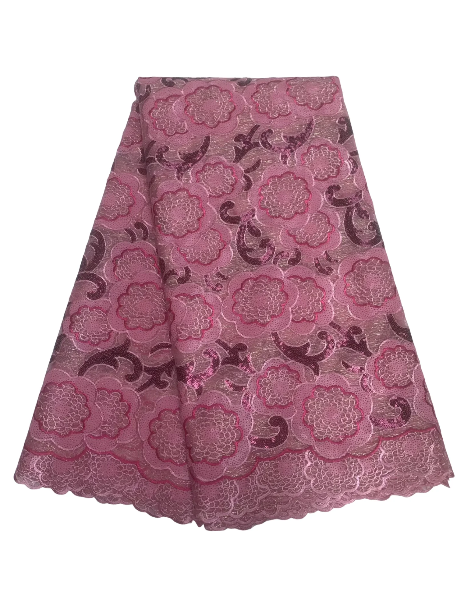

New Sequins Tulle Lace African Flower Lace Fabric 2026 Beautiful High Quality French Mesh Lace Fabrics 5 Yards For Wedding Dress