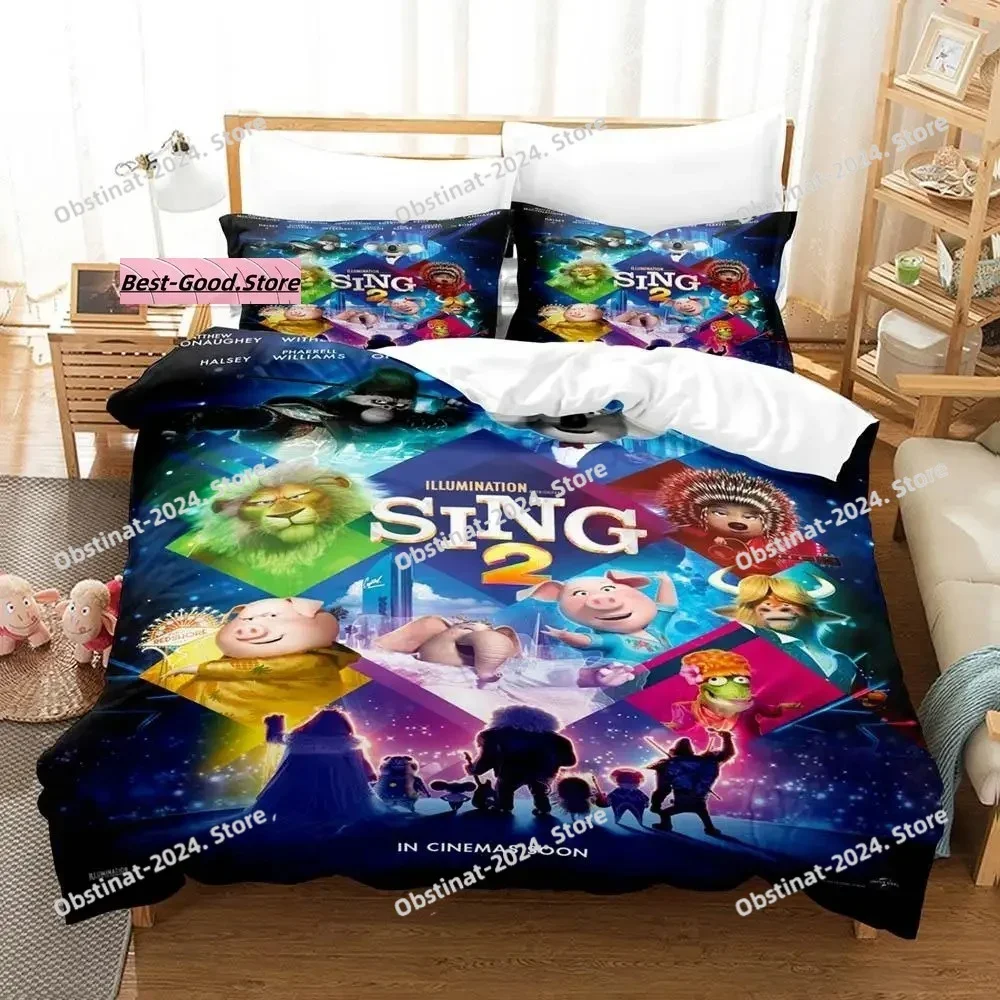 New Sing 2 Bedding Set Single Twin Full Queen King Size Bed Set Aldult Kid Bedroom Duvetcover Sets 3D Print Kawaii Aniem 2022