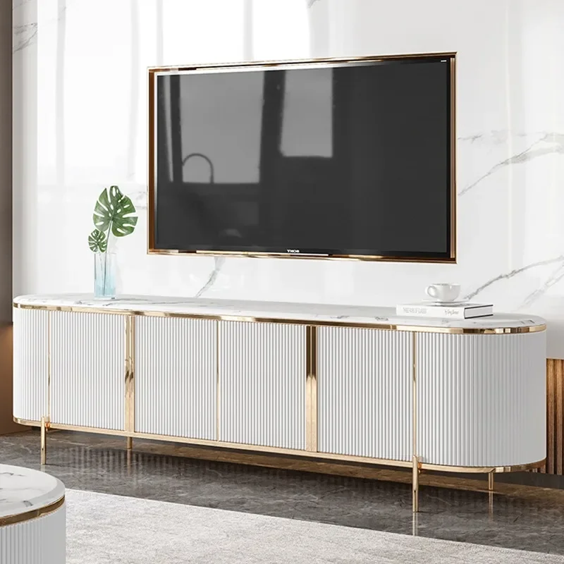Hong Kong-style light luxury marble coffee table TV cabinet combination post-modern simple small apartment living room home